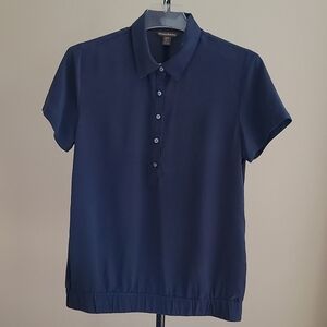 Tommy Bahama Womens Silk Navy Polo Top Blouse Size S/P
